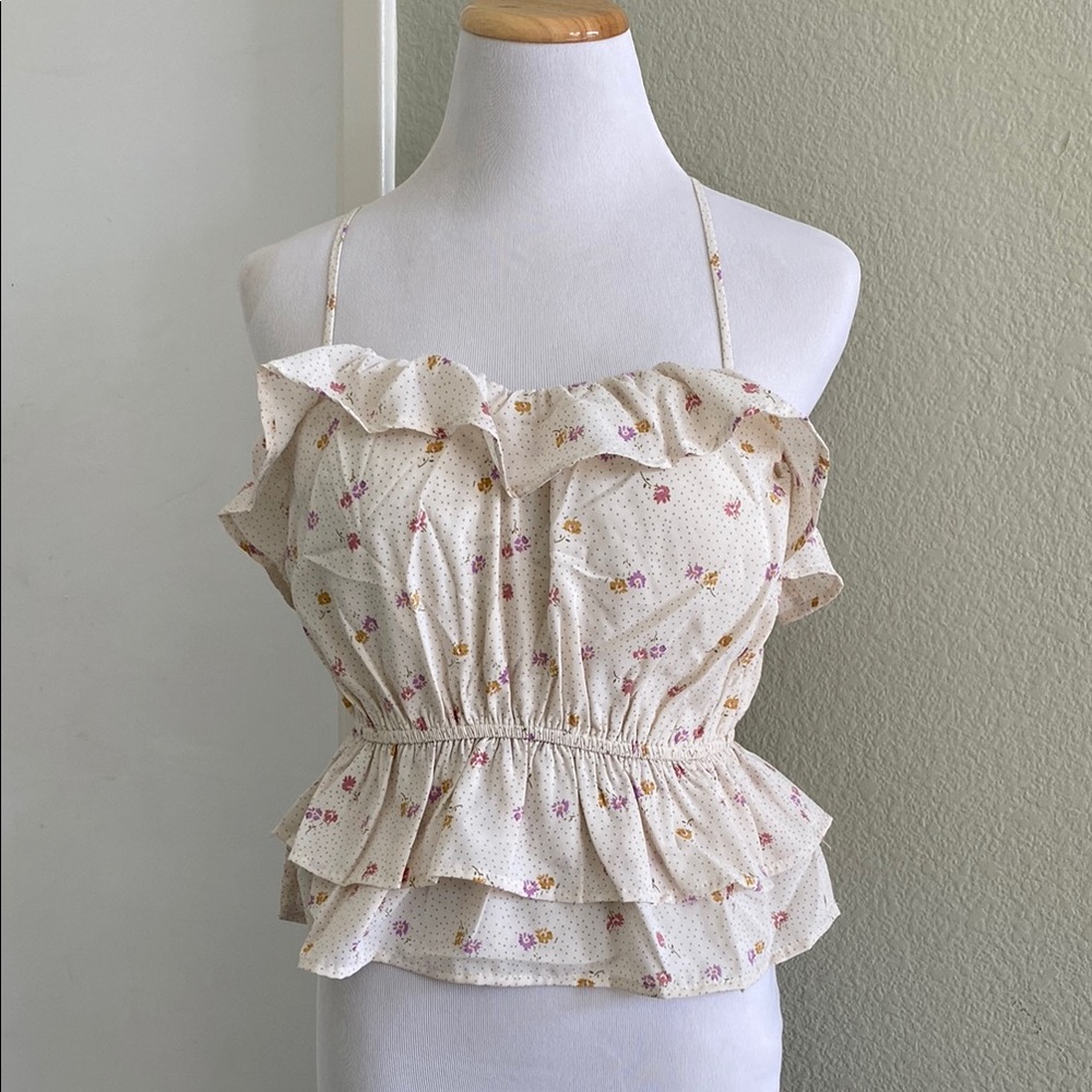 ***NWT Line & Dot Cream Peplum Floral Tank Top
